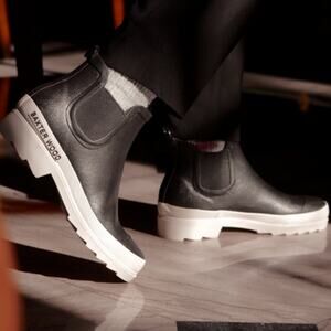 Baxter Wood Black The Hevea Chelsea White Sole Rain Boots